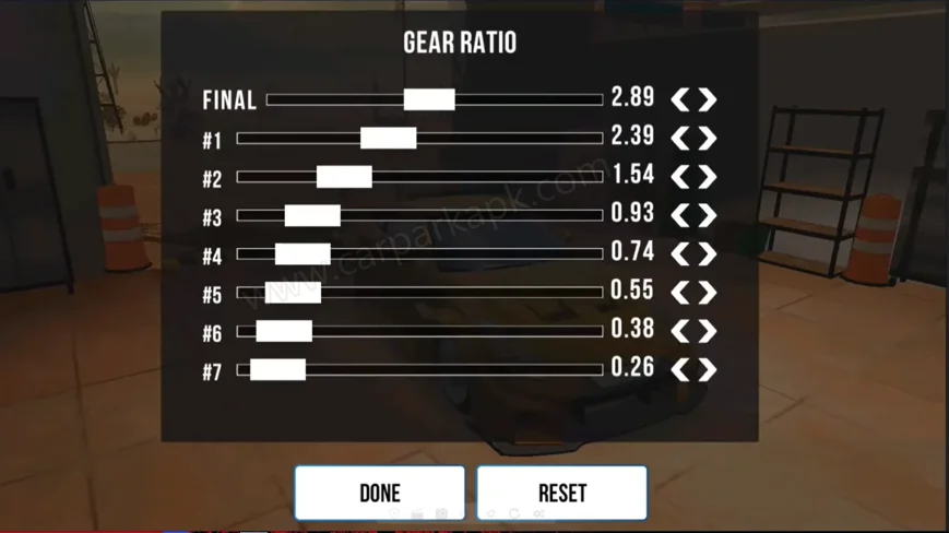 gearbox ratio in car parking multiplayer