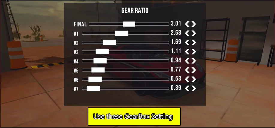 Gearbox Ratio Settings: 